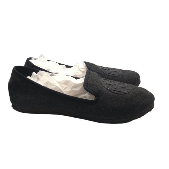 TORY BURCH CHARCOAL GREY BILLY SMOKING SLIPPERS Flats! SIZE 8! - Picture 2 of 6